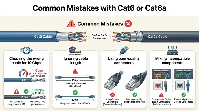 Common Mistakes with Cat6 or Cat6a